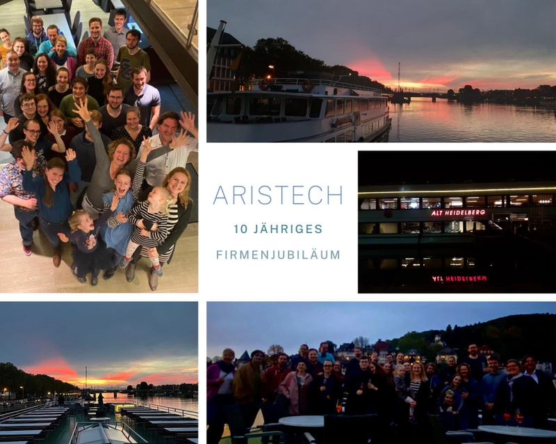 Eine Collage von dem 10 Jährigen Fimenjubiläum von aristech