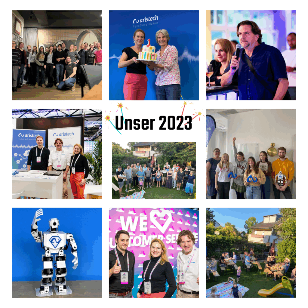 Eine Collage die das Jahr 2023 für aristech zeigt