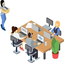 ein büro mit Menschen