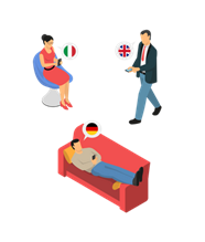 3 Menschen die jeweils eine andere sprache sprechen